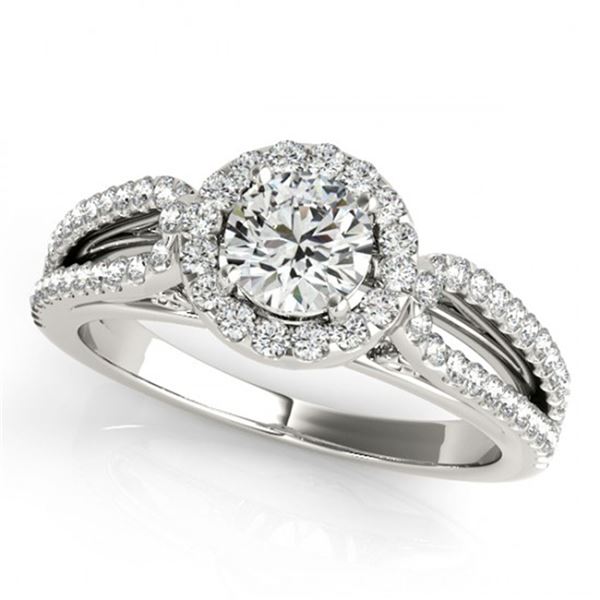 0.9 ctw Certified VS/SI Diamond Halo Ring 18k White Gold - REF-100N9F