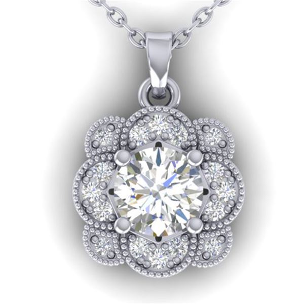 0.75 ctw VS/SI Diamond Art Deco Necklace 14k White Gold - REF-104F8M