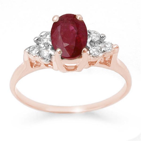 1.35 ctw Ruby & Diamond Ring 14k Rose Gold - REF-19Y8X