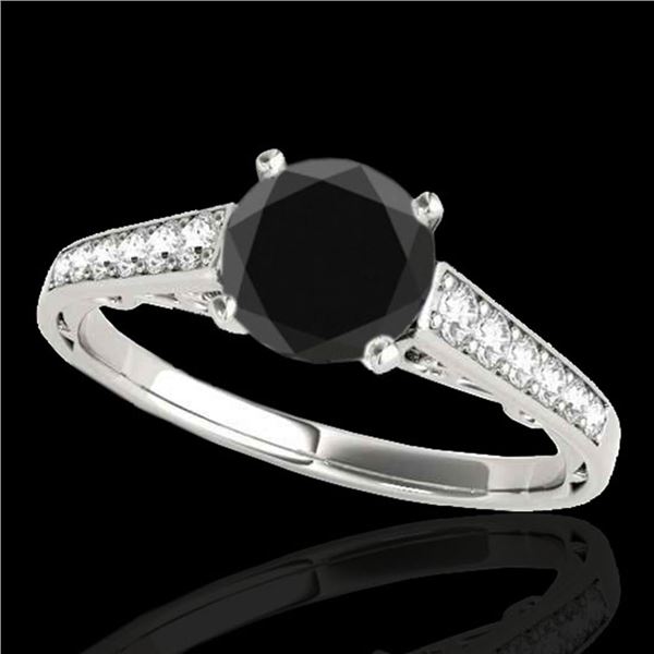 1.35 ctw Certified VS Black Diamond Solitaire Ring 10k White Gold - REF-39A8N