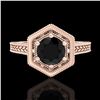 Image 2 : 0.77 ctw Fancy Black Diamond Engagment Art Deco Ring 18k Rose Gold - REF-52A8N
