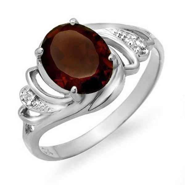 2.03 ctw Garnet & Diamond Ring 18k White Gold - REF-23R8K