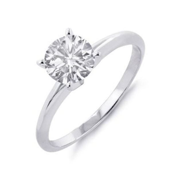 0.50 ctw Certified VS/SI Diamond Solitaire Ring 14k White Gold - REF-113K2Y
