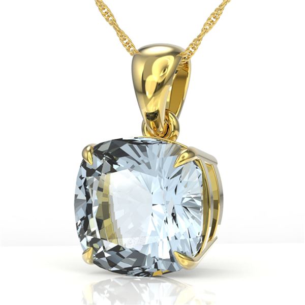 6 Cushion Cut Sky Blue Topaz Necklace 18k Yellow Gold - REF-24G5W