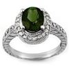 Image 1 : 3.40 ctw Green Tourmaline & Diamond Ring 14k White Gold - REF-89W3H