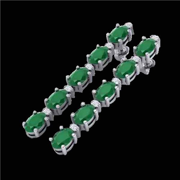 7 ctw Emerald & VS/SI Diamond Certified Tennis Earrings 10k White Gold - REF-49G9W