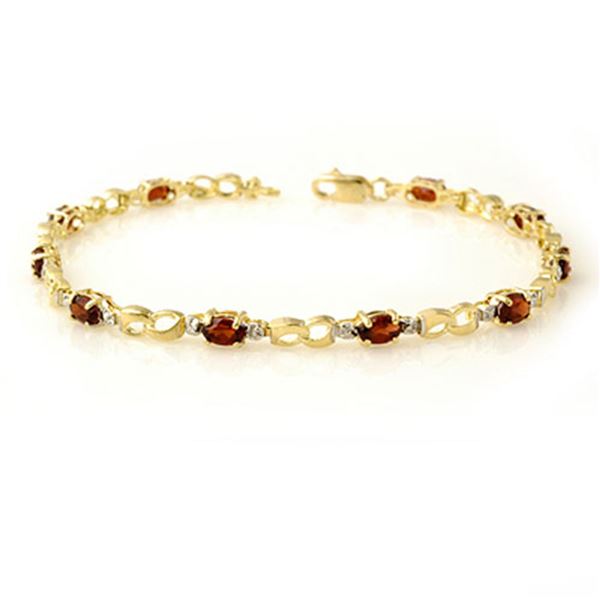 2.76 ctw Garnet & Diamond Bracelet 10k Yellow Gold - REF-19N6F