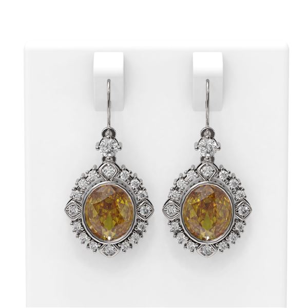 8.52 ctw Canary Citrine & Diamond Earrings 18K White Gold - REF-172W8H