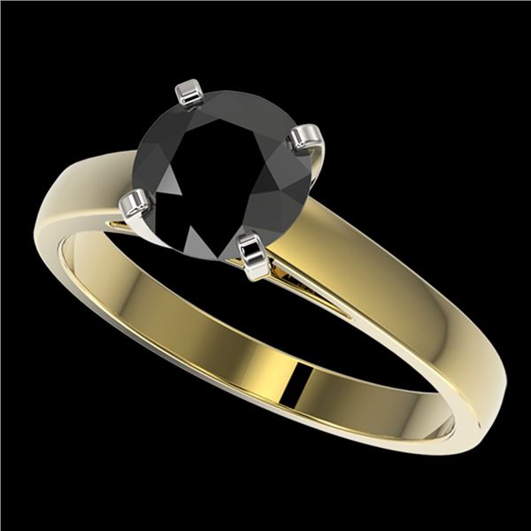 1.50 ctw Fancy Black Diamond Solitaire Engagment Ring 10k Yellow Gold - REF-35A6N