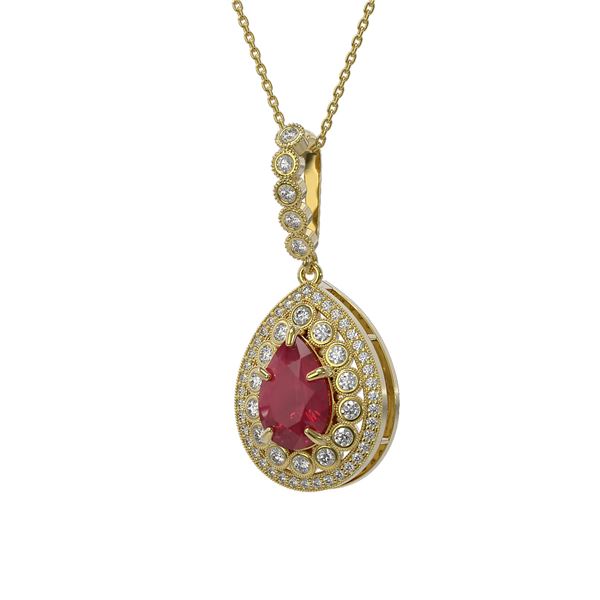 4.97 ctw Certified Ruby & Diamond Victorian Necklace 14K Yellow Gold - REF-160F2M