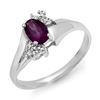 Image 1 : 0.55 ctw Amethyst & Diamond Ring 10k White Gold - REF-11R2K