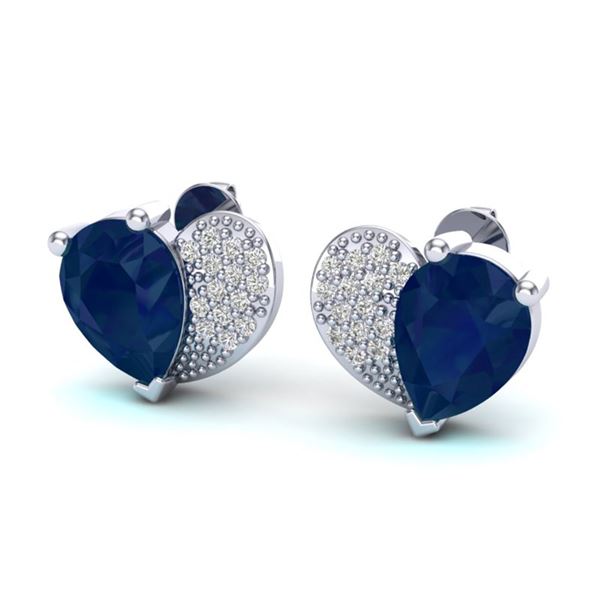 2.50 ctw Sapphire & Micro Pave VS/SI Diamond Earrings 10k White Gold - REF-23M9G