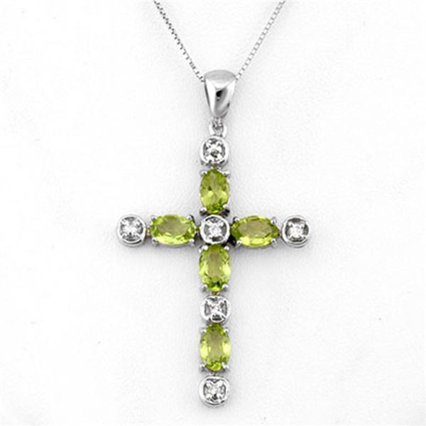 2.15 ctw Peridot & Diamond Necklace 10k White Gold - REF-25W2H
