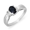 0.61 ctw Blue Sapphire & Diamond Ring 18k White Gold - REF-24G4W