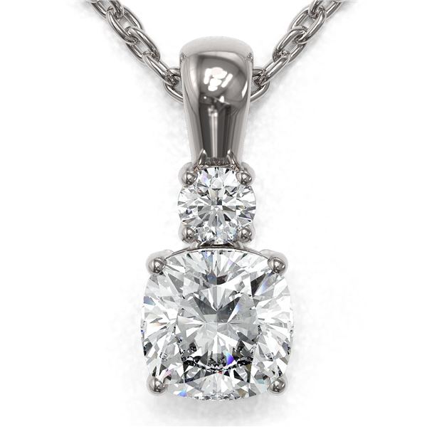 0.6 ctw Cushion Cut Diamond Designer Necklace 18K White Gold - REF-89W6H