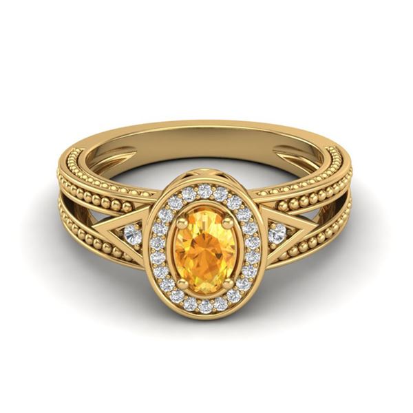 0.53 ctw Citrine & VS/SI Diamond Halo Fashion Ring 10k Yellow Gold - REF-18N8F