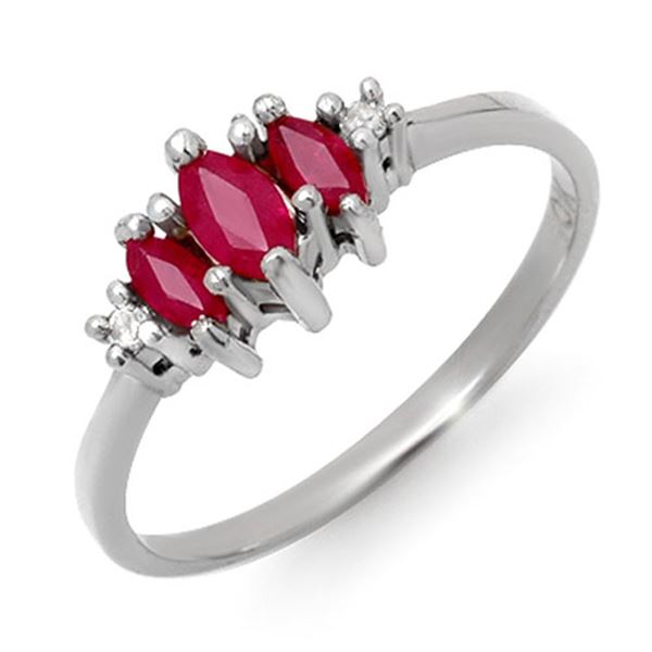 0.54 ctw Ruby & Diamond Ring 14k White Gold - REF-13G2W