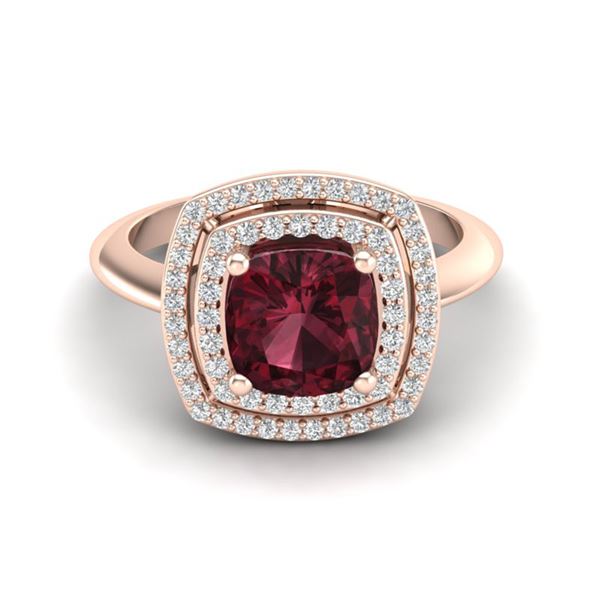 2.27 ctw Garnet & Micro VS/SI Diamond Pave Ring 14k Rose Gold - REF-42A8N