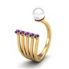 Image 1 : 0.75 ctw Amethyst & White Pearl Designer Ring 14k Yellow Gold - REF-25H2R