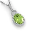 Image 1 : 3 ctw Peridot & Micro Pave Halo VS/SI Diamond Necklace 14k White Gold - REF-41K6Y