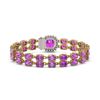 Image 3 : 14.31 ctw Amethyst & Diamond Bracelet 14K Yellow Gold - REF-178A2N