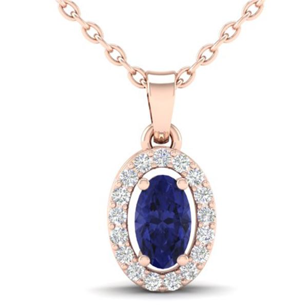 0.36 ctw Tanzanite & Micro Pave VS/SI Diamond Necklace 14k Rose Gold - REF-23R2K