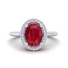 Image 1 : 2 ctw Ruby & Micro Pave VS/SI Diamond Ring Halo 18k White Gold - REF-40F9M