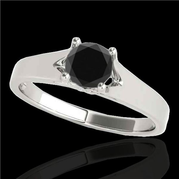 1 ctw Certified VS Black Diamond Solitaire Ring 10k White Gold - REF-34A2N