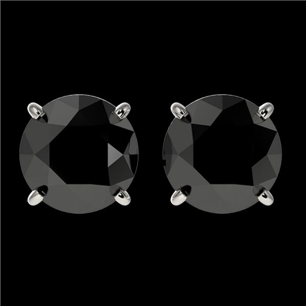 2 ctw Fancy Black Diamond Solitaire Stud Earrings 10k White Gold - REF-35H6R
