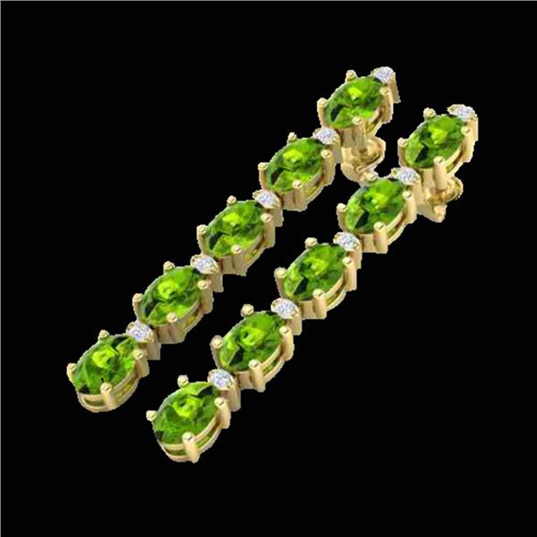 6 ctw Peridot & VS/SI Diamond Certified Earrings Yellow 10k Yellow Gold - REF-28M8G