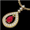 Image 1 : 1.15 ctw Ruby & Micro Pave VS/SI Diamond Necklace 14k Yellow Gold - REF-49F3M