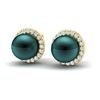 Image 1 : 0.50 ctw Micro VS/SI Diamond & Peacock Pearl Earrings 18k Yellow Gold - REF-46W5H