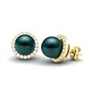 Image 2 : 0.50 ctw Micro VS/SI Diamond & Peacock Pearl Earrings 18k Yellow Gold - REF-46W5H