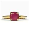 Image 1 : 2 ctw Cushion Cut Ruby Designer Engagment Ring 18k Yellow Gold - REF-28W2H