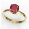 Image 2 : 2 ctw Cushion Cut Ruby Designer Engagment Ring 18k Yellow Gold - REF-28W2H