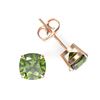 Image 2 : 4 ctw Cushion Green Tourmaline Designer Stud Earrings 14k Rose Gold - REF-32H6R