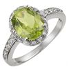 Image 1 : 2.10 ctw Peridot & Diamond Ring 14k White Gold - REF-23R9K