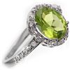 Image 2 : 2.10 ctw Peridot & Diamond Ring 14k White Gold - REF-23R9K