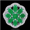 Image 2 : 4 ctw Emerald & VS/SI Diamond Cluster Designer Ring 10k White Gold - REF-49A3N