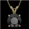 Image 1 : 2 ctw Fancy Black Diamond Solitaire Necklace 10k Yellow Gold - REF-35H6R