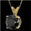 Image 2 : 2 ctw Fancy Black Diamond Solitaire Necklace 10k Yellow Gold - REF-35H6R