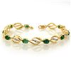 Image 1 : 5.10 ctw Emerald & Diamond Bracelet 10k Yellow Gold - REF-55A2N