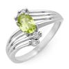 Image 1 : 0.55 ctw Peridot & Diamond Ring 10k White Gold - REF-17M8G