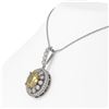 Image 3 : 7.66 ctw Canary Citrine & Diamond Victorian Necklace 14K White Gold - REF-143N6F