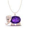Image 2 : 8 ctw Amethyst & Micro Pave Elephant VS/SI Diamond Necklace 10k Rose Gold - REF-33M3G