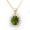Image 1 : 3.55 ctw Green Tourmaline & Diamond Necklace 10k Yellow Gold - REF-73Y6X