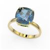 Image 2 : 6 ctw London Blue Topaz Designer Engagment RNG 18k Yellow Gold - REF-32A8N