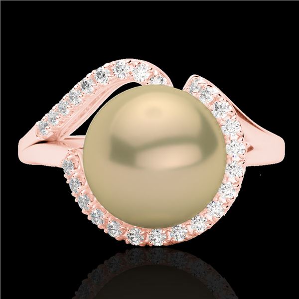 0.27 ctw VS/SI Diamond & Pearl Designer Ring 14k Rose Gold - REF-39X3A