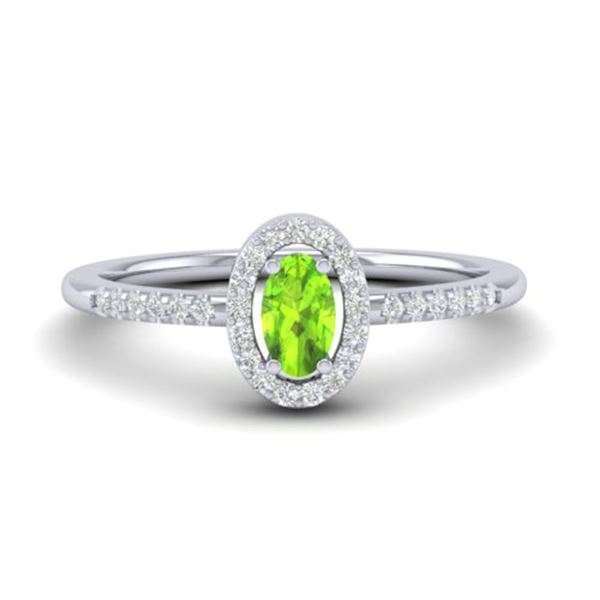 0.50 ctw Peridot & Micro Pave VS/SI Diamond Ring 18k White Gold - REF-25K3Y