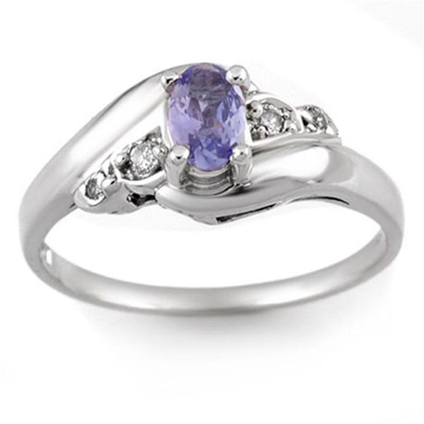 0.42 ctw Tanzanite & Diamond Ring 14k White Gold - REF-18F3M
